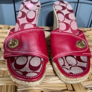 Red Coach Wedges with Gold Buckle Size 6